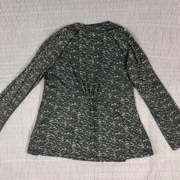 4/$15 Waterfall Cardigan Women Large Black Heather T Shirt Knit Waterfall Jacket - Picture 3 of 16